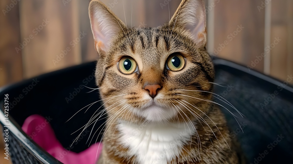 Close-Up of a Curious Domestic Cat with Striking Eyes Close-Up of a Curious Domestic Cat with Striking Eyes