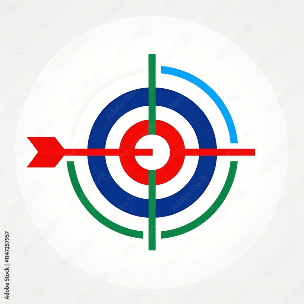 Target with red arrow on white background Target with red arrow on white background