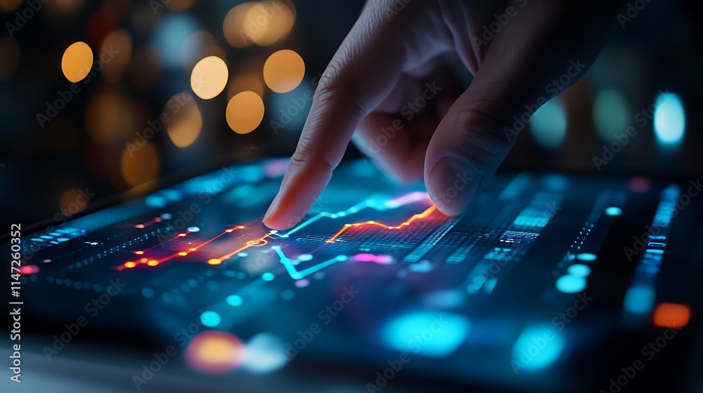 Fototapeta premium Analyzing data trends on tablet office environment digital insights