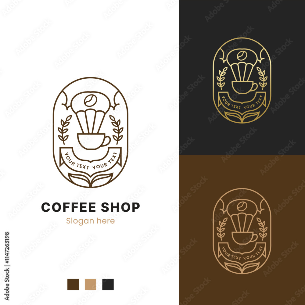 Obraz premium Coffee shop logo, coffee cup