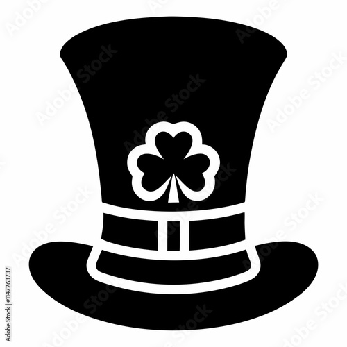 
Patrick's day leprechaun hat silhouette vector. Irish Elf hat silhouette. Saint Patrick's Day element.