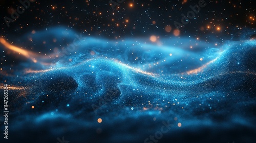Abstract Blue And Orange Particle Wave Background