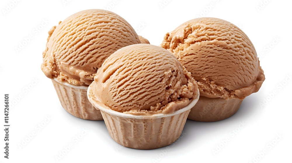 Delicious Creamy Coffee Ice Cream Scoops in Cups Delicious Creamy Coffee Ice Cream Scoops in Cups