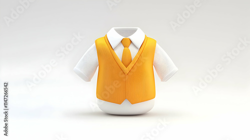 A stylized cartoonish shirt and tie in vibrant yellow, representing a playful business attire. photo