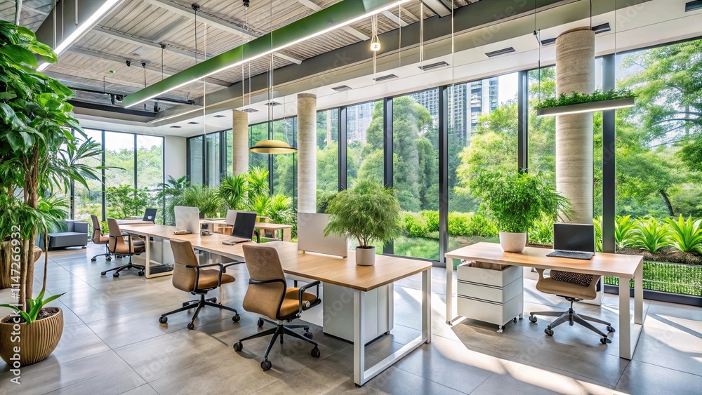 Office spaces with natural light and greenery Office spaces with natural light and greenery