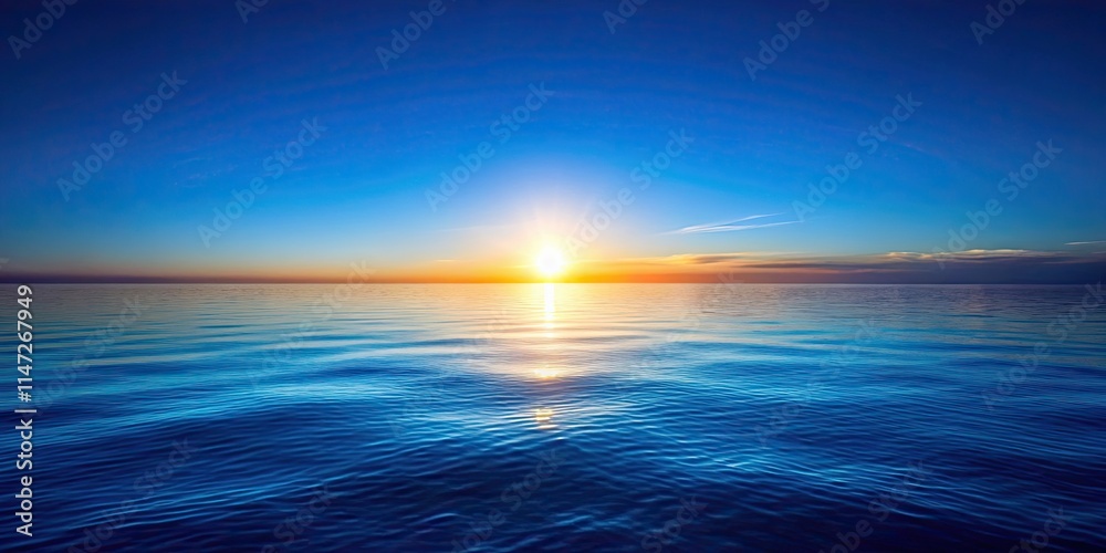 Fototapeta premium Blue Ocean Sunset Gradient Background, sky blue gradient, oceanic background