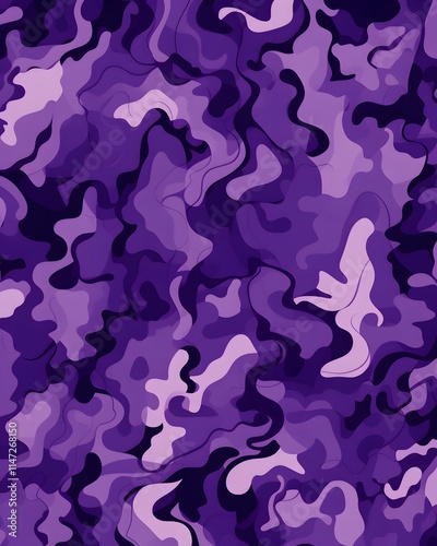 Abstract Purple Seamless Pattern with Amorphous Shapes