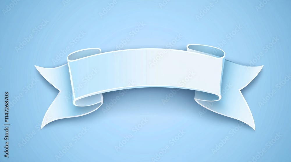Light blue paper scroll banner on a gradient backdrop. Light blue paper scroll banner on a gradient backdrop.