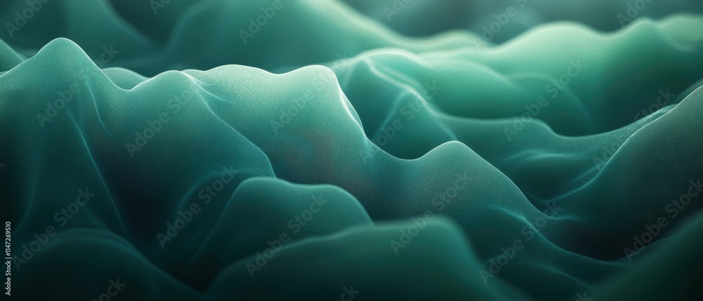 Obraz premium Abstract teal waves, flowing fabric texture.