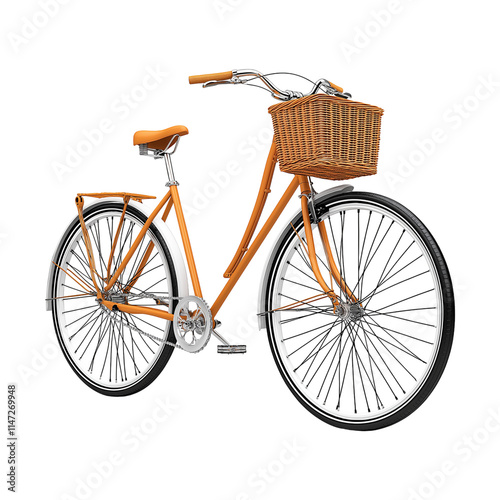 bicycle with basket isolated on white photo