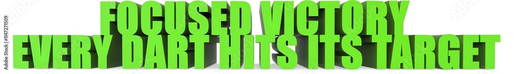 Obraz premium Focused Victory Every Dart Hits Its Target, 3d text