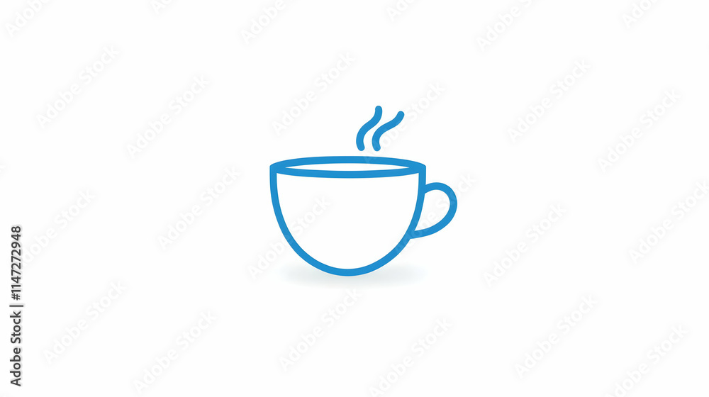A simple blue outline of a steaming coffee cup, representing warmth and comfort. A simple blue outline of a steaming coffee cup, representing warmth and comfort.