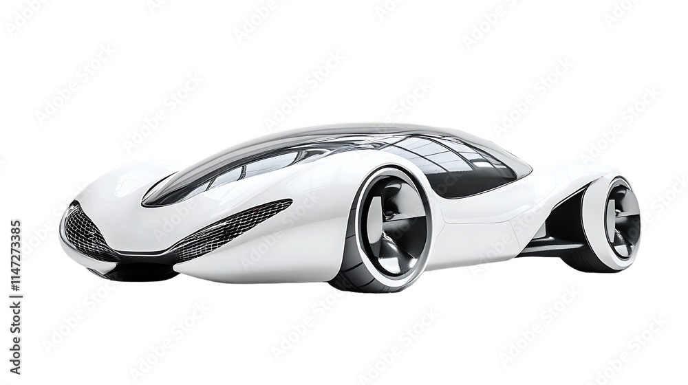 A futuristic concept car isolated on white background A futuristic concept car isolated on white background