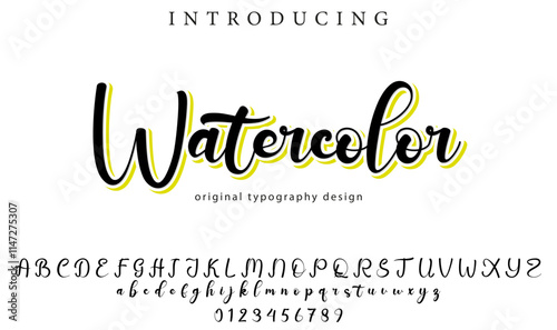 Watercolor Font Stylish brush painted an uppercase vector letters, alphabet, typeface