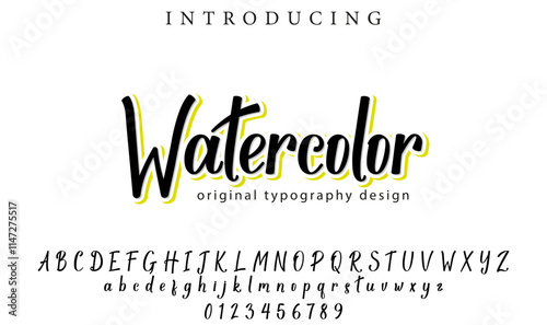 Watercolor Font Stylish brush painted an uppercase vector letters, alphabet, typeface