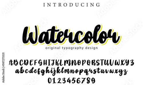 Watercolor Font Stylish brush painted an uppercase vector letters, alphabet, typeface