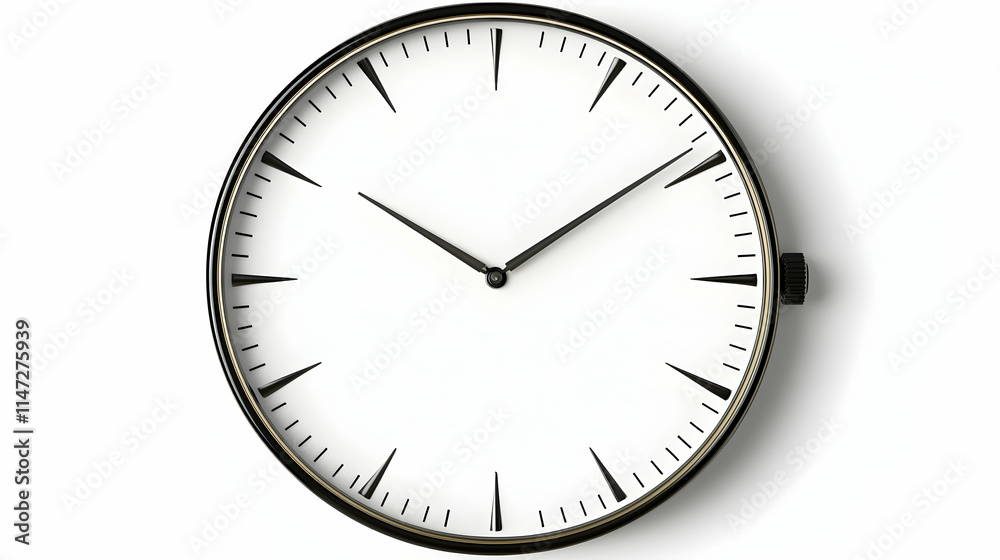 A minimalist wall clock with a white face and black hands, emphasizing simplicity and time. A minimalist wall clock with a white face and black hands, emphasizing simplicity and time.
