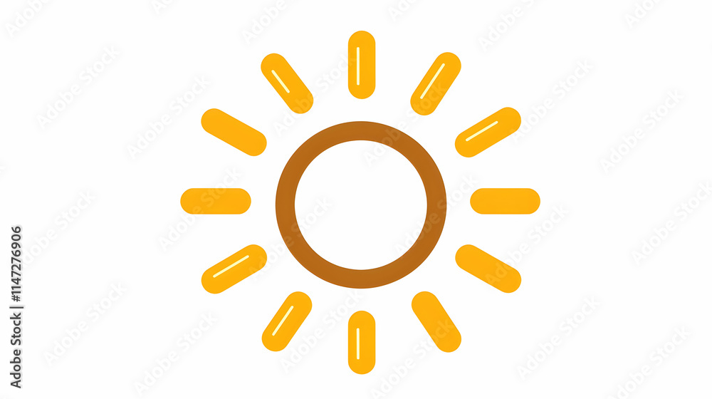 A simple sun icon with rays, symbolizing warmth and brightness.