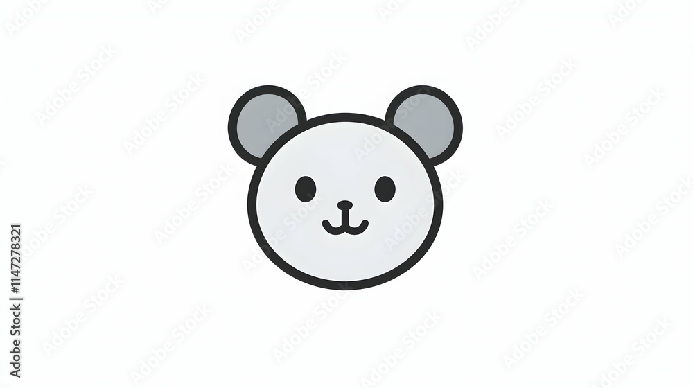 A simple, cute illustration of a bear's face with minimalistic design elements.