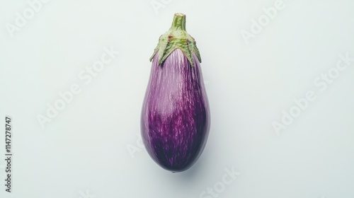 Single Purple Eggplant Isolated On White Background photo