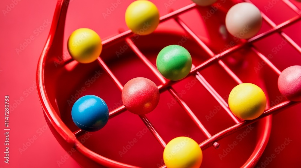 Obraz premium red raffle game with different colored balls for bingo and lottery games