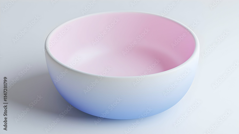 A smooth, gradient bowl with a pink interior and blue exterior, ideal for serving food. A smooth, gradient bowl with a pink interior and blue exterior, ideal for serving food.