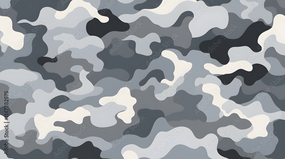 Abstract Grayscale Camouflage Pattern