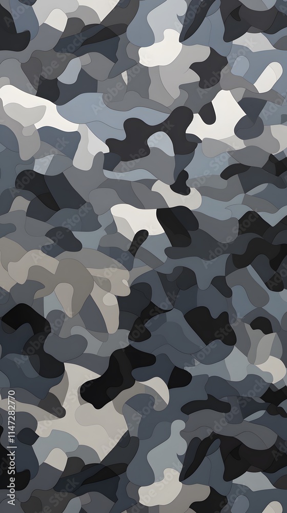 Obraz premium Abstract Grayscale Camouflage Pattern