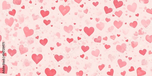 Wallpaper Mural Pink and Red Hearts Scattered Background Torontodigital.ca