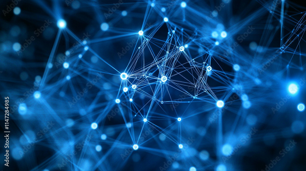 Connections illuminated in a blue digital network abstract. Connections illuminated in a blue digital network abstract.
