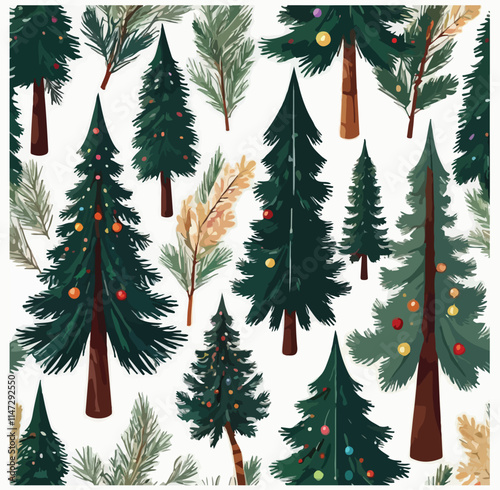 Vector Christmas tree on white background