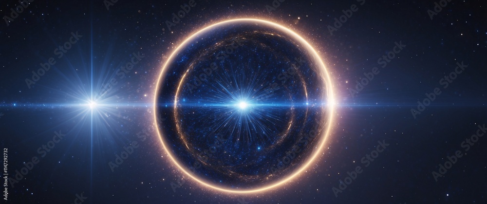 Obraz premium A digital display showing the transition between years, with sparkles and a glowing orb at the center