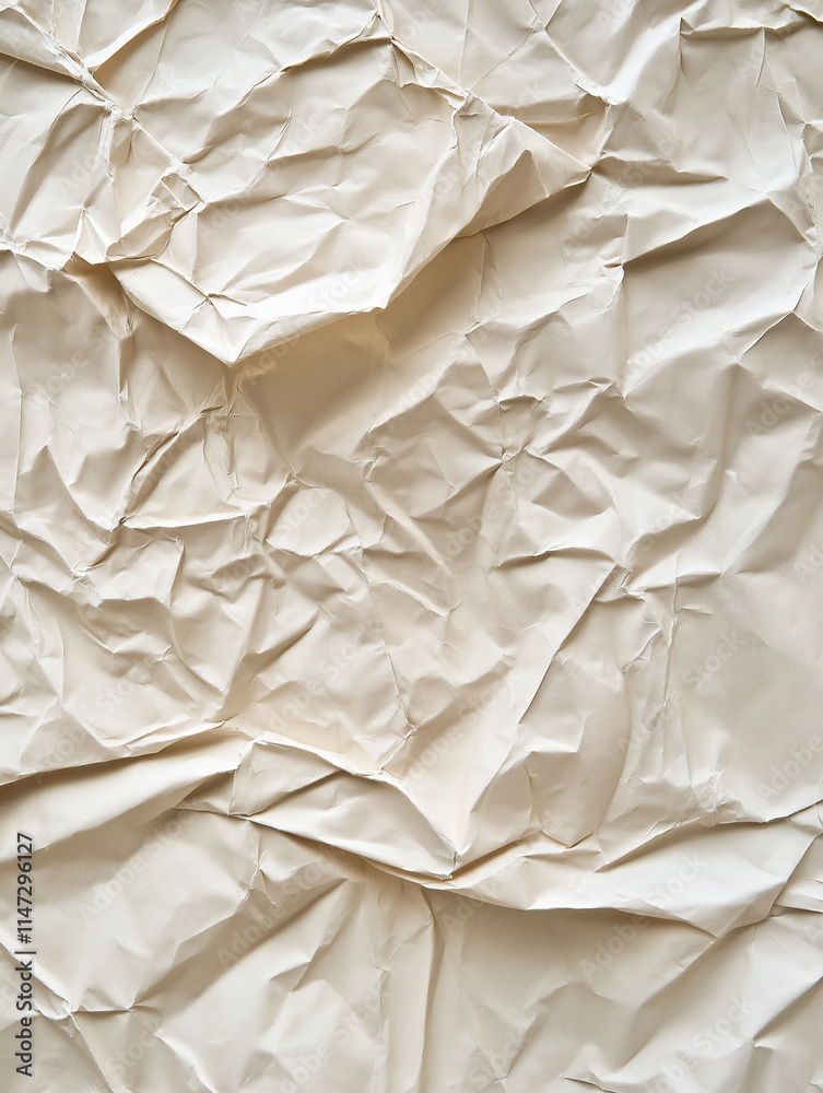 Obraz premium Crumpled creased blank white poster paper texture natural folds wrinkle background graphic design overlay creative digital art wallpaper backdrop scrapbook sheet mockup clean edit resource flat