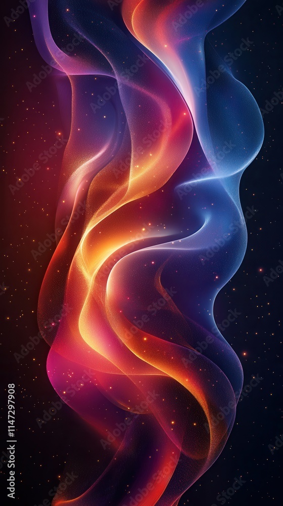 Naklejka premium An abstract composition of flowing colors resembling waves, creating a sense of movement and depth.
