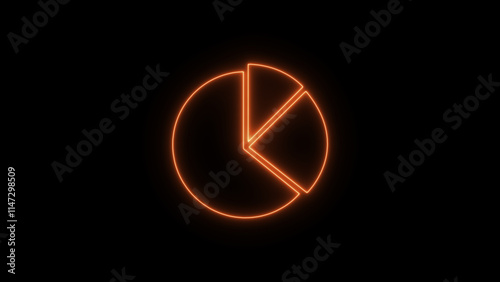Bild auf Leinwand neon pie chart icon on black background.
