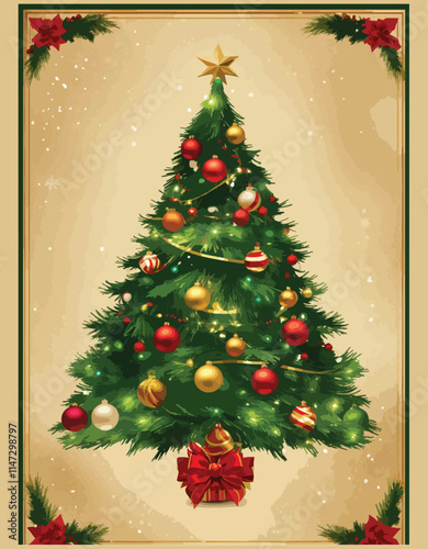 Vector Christmas tree on white background