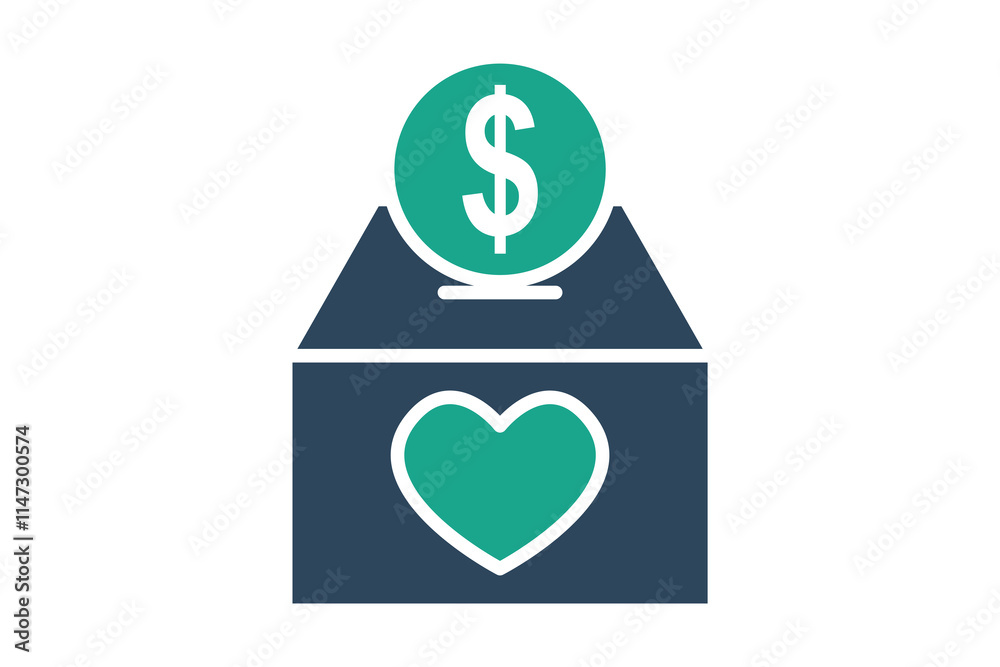 Donate box icon. solid icon style. icon related to charity. donation elements vector illustration Donate box icon. solid icon style. icon related to charity. donation elements vector illustration