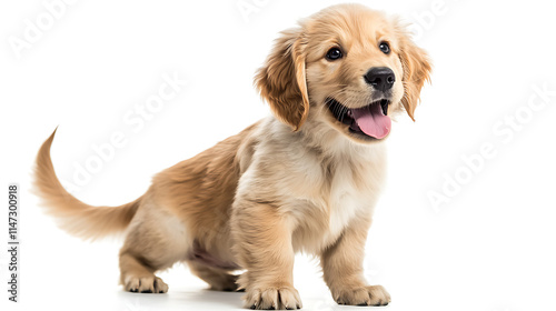 A small brown dog with a pink tongue sticking out photo