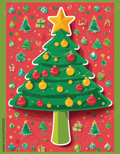 Vector Christmas tree on white background