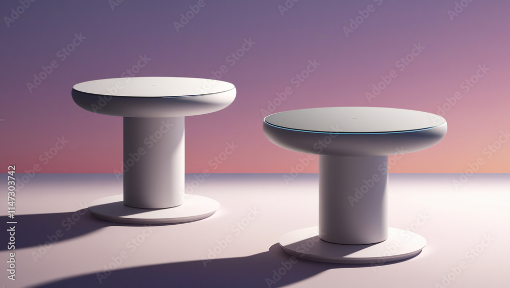 AI generative. Design mock up of modern two podium product with future dusk color background. Set 11 AI generative. Design mock up of modern two podium product with future dusk color background. Set 11