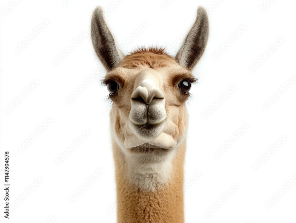 Obraz premium Llama Headshot on Isolated White Background
