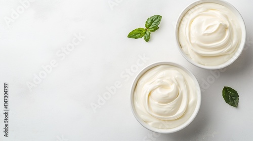 Creamy yogurt preparation kitchen food photography modern setting top view culinary delight