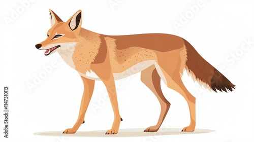 Cute Young Red Fox Isolated on White Background Standing in Nature