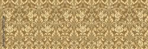 Elegant vintage card featuring a seamless damask wallpaper design, classic, luxury, retro