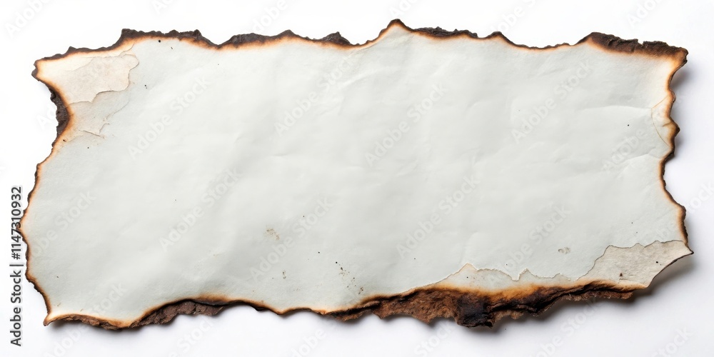 Fototapeta premium A Burned Sheet of Paper with a Crisp White Center and a Jagged, Scorched Border