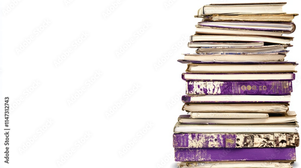 Stack of Old Worn Books on Isolated Background with Rustic Charm Stack of Old Worn Books on Isolated Background with Rustic Charm