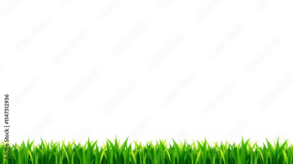 Realistic seamless grass border vector illustration, isolated, summer