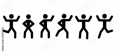 a set of human figures in different poses, sports movement, people dancing, silhouette, sketch