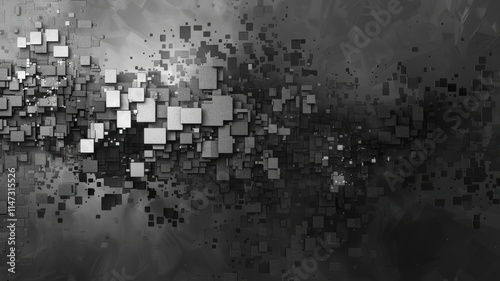 Abstract pixel of black geometric texture graphic with minimal, monochrome style design. Modern grid art present the seamless pattern textiles perfect for creative background and wallpaper. AIG53.