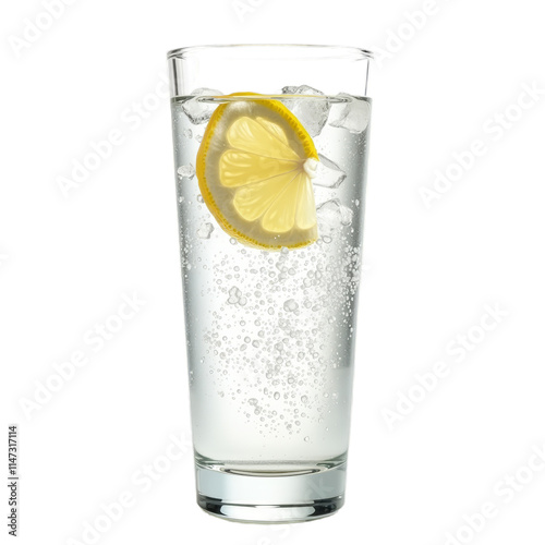 Lemoninfused sparkling water in glass